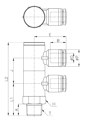 Grey White Push In Fittings Double Universal Banjo Elbow, Polymer Pneumatic Fittings, Composite Air Fittings, Plastic Push To Connect Fittings, one touch tube fittings, Pneumatic Fitting, Nickel Plated Brass Push in Fittings, pneumatic accessories.